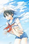  hana_bell_forest hat high_speed! male_focus nanase_haruka_(free!) sailor_uniform shorts suspenders 