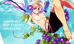  barefoot blonde_hair flower free! hazuki_nagisa male_focus pink_eyes swim_trunks underwater 