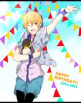  blonde_hair free! hazuki_nagisa male_focus pink_eyes 