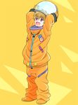  astronaut blonde_hair free! hazuki_nagisa male_focus pink_eyes 