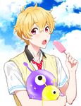  blonde_hair free! hazuki_nagisa male_focus pink_eyes 