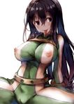  :p absurdres arms_at_sides asui_tsuyu black_hair blue_eyes blush bodysuit boku_no_hero_academia bracelet breasts cameltoe green_bodysuit head_tilt highres impossible_clothes jewelry large_breasts long_hair long_tongue looking_at_viewer md5_mismatch nippleless_clothes nipples redcomet simple_background sitting smile solo spread_legs tongue tongue_out very_long_hair white_background 