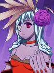  beatrice_(wild_arms) breasts dress flower long_hair open_mouth red_eyes simple_background small_breasts solo wild_arms wild_arms_3 