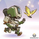  bastion_(overwatch) bird chibi copyright_name ganymede_(overwatch) looking_back lowres no_humans official_art overwatch robot running solo 