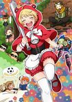  6+boys @_@ animal_hood aoi_kyousuke bad_id bad_pixiv_id baseball_bat basket beit blonde_hair blue_eyes blush book brown_eyes brown_hair camera cosplay dog_hood dog_tail english grandmother_(little_red_riding_hood) grandmother_(little_red_riding_hood)_(cosplay) green_eyes grimm's_fairy_tales heterochromia highres hood idolmaster idolmaster_side-m kaerre little_red_riding_hood little_red_riding_hood_(grimm) little_red_riding_hood_(grimm)_(cosplay) male_focus mary_janes multiple_boys niki_(nikism1987) one_eye_closed open_mouth orange_hair pierre_(idolmaster) ponytail shiraishi_eru shoes smile speech_bubble spoken_ellipsis spoken_object stuffed_animal stuffed_frog stuffed_toy tachibana_shirou tail tail_wagging takajou_kyouji telstar thighhighs watanabe_minori white_legwear zettai_ryouiki 