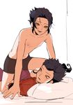  2boys artist_request bed blush brothers family inazuma_eleven_(series) incest multiple_boys naughty_face s sibling siblings smile straddling underwear undressing yaoi 