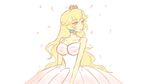  blonde_hair blush crown dress l_a_m_b long_hair petals photoshop princess_peach super_mario white 