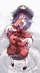  full_body hat highres hoshibuchi jiangshi lavender_eyes lavender_hair looking_at_viewer miyako_yoshika ofuda open_mouth outstretched_arms shirt skirt solo star tongue tongue_out touhou zombie_pose 
