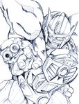  beast_wars cannon gorilla greyscale hands kamizono_(spookyhouse) machinery maximal mecha monochrome no_humans open_mouth optimus_primal solo teeth transformers upper_body weapon 