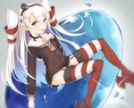  amatsukaze_(kantai_collection) bad_id bad_pixiv_id brown_eyes gloves kantai_collection long_hair mitsukichi school_uniform silver_hair solo two_side_up 