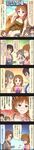  5koma ^_^ artist_request blush brown_eyes brown_hair character_name cinderella_girls_gekijou clenched_hand closed_eyes comic earrings eighth_note grin hair_over_shoulder highres hori_yuuko idolmaster idolmaster_cinderella_girls jewelry katagiri_sanae kawashima_mizuki long_hair long_image low_twintails multiple_girls musical_note official_art oikawa_shizuku ponytail red_eyes sexy_guilty shaded_face short_hair short_twintails smile sparkle speech_bubble sweatdrop tall_image translated twintails 