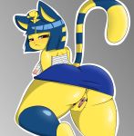  animal_crossing ankha_(animal_crossing) anus big_butt breasts butt clothing domestic_cat felid feline felis looking_at_viewer mammal nintendo nipples pussy side_boob skirt tonytoran video_games 