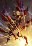  albert_(shingeki_no_bahamut) armor blonde_hair cape granblue_fantasy holding holding_weapon looking_down male_focus shingeki_no_bahamut solo weapon zinnkousai3850 