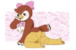 animal_crossing avian beak bird blush breasts butt celeste_(animal_crossing) feathers hair_bow hair_ribbon half-lidded_eyes looking_at_viewer naughtycactus nintendo owl raised_shirt red_feathers ribbons short_stack simple_background smile video_games white_feathers 