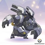  artist_request chibi copyright_name full_body glasses gorilla lowres male_focus no_humans official_art overwatch solo winston_(overwatch) yellow_eyes 