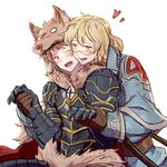  armor bad_id bad_pixiv_id berserker_(granblue_fantasy) blonde_hair blush brown_gloves brown_hair claws fur_trim glasses gloves gran_(granblue_fantasy) granblue_fantasy hajime_(gitoriokawaii) heart holding_hands looking_at_another male_focus multiple_boys open_mouth simple_background smile white_background will_(granblue_fantasy) yaoi 
