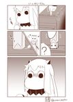  collar comic commentary computer directional_arrow frown gradient gradient_background highres horns kantai_collection long_hair mittens monochrome moomin muppo northern_ocean_hime plug sazanami_konami translated twitter_username usb 