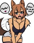  :d animal_ears artist_request between_legs blush breast_squeeze breasts brown_fur brown_hair claws cleavage dog_ears dog_girl dog_tail english fangs flat_color fur grey_eyes hand_between_legs heart highres jewelry kobold large_breasts leaning_forward light_brown_hair looking_at_viewer messy_hair monster_girl monster_musume_no_iru_nichijou name_tag necklace open_mouth polt short_hair short_shorts shorts smile solo spoken_heart tail tail_wagging tank_top transparent_background wide_hips 