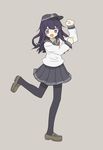  akatsuki_(kantai_collection) animated animated_gif dancing hat kantai_collection long_hair pantyhose purple_eyes purple_hair serafuku skirt smile 