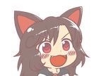  :3 :d animal_ears brown_hair chibi fangs gyate_gyate ikiyouz imaizumi_kagerou lowres open_mouth red_eyes smile solo touhou transparent_background v-shaped_eyebrows wolf_ears 