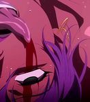  blood dark_skin death earrings empty_eyes hair koutetsu_no_majo_anneroze purple_hair stitched tongue tongue_out 