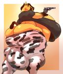  anthro areola big_breasts big_butt breasts butt clothed clothing dickgirl equine gun handgun horse huge_breasts huge_bulge huge_butt hyper hyper_breasts intersex mammal overweight overweight_dickgirl pistol ranged_weapon solo standing weapon whatinsomnia 