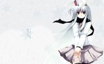  alternate_hair_color animal_ears artist_request bunny_ears highres reisen_udongein_inaba silver_hair skirt snowflakes snowing solo thighhighs touhou wallpaper 