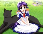  andou_mahoro blue_hair green_eyes mahoromatic maid slash wallpaper 