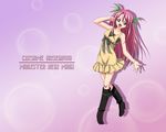  boots casual dress hasegawa_chisame long_hair mahou_sensei_negima! non-web_source pink_hair purple_eyes solo wallpaper 