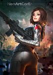  artist_name ass black_hair blue_eyes captain_america_the_winter_soldier genderswap genderswap_(mtf) gun lips marvel nudtawut_thongmai rifle short_hair solo thighs weapon winter_soldier 