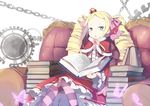  :o beatrice_(re:zero) blonde_hair blue_eyes blush book book_stack bow bug butterfly capelet chain couch crown dress drill_hair frills fur_trim gears hair_bow hair_ribbon insect lace-trimmed_sleeves long_hair long_sleeves looking_at_viewer md5_mismatch mini_crown mitu_yang open_book pantyhose pink_bow re:zero_kara_hajimeru_isekai_seikatsu red_dress ribbon sitting solo striped striped_legwear symbol-shaped_pupils transparent twin_drills twintails white_background wide_sleeves 