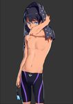  1boy free! male_focus nanase_haruka_(free!) swim_trunks topless towel 