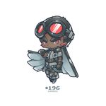  artist_name black_hair blush boots brown_eyes chibi dark_skin dark_skinned_male gloves goggles goggles_on_head jr4rt male_focus marvel mechanical_wings sam_wilson simple_background solo the_falcon white_background wings 