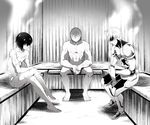  3boys abs barefoot male_focus monochrome multiple_boys muscle nude one-punch_man sauna steam sweat 