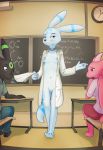  breasts chalkboard class eeveelution exhibitionism female funkybun lab_coat nintendo nipples open_coat pok&eacute;mon pok&eacute;mon_(species) public pussy showing student teacher umbreon video_games 