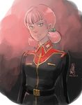  artist_name belt dated green_eyes gundam hair_ornament military military_uniform mizutani_yuuko oono_junji pink_hair sarah_zabiarov short_hair signature uniform zeta_gundam 