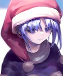  ainy77 blue_eyes blue_hair close-up doremy_sweet eyelashes hat looking_down nightcap pom_pom_(clothes) portrait short_hair solo touhou 