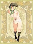  argyle argyle_legwear ass bracelet breasts character_request covered_nipples full_body green_eyes green_hair grin hair_over_shoulder hand_on_hip hat high_heels jewelry large_breasts long_hair looking_at_viewer low_twintails official_art psychic_hearts ryoji_(nomura_ryouji) skin_tight smile socks solo twintails v 