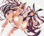  animal_ears bikini black_eyes brown_hair bunny_ears el-zheng long_hair navel original swimsuit 