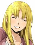  absurdres baccano! blonde_hair closed_eyes enami_katsumi highres long_hair monica_campanella simple_background smile solo white_background 