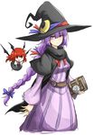  :&lt; :d alternate_costume alternate_hairstyle alternate_headwear bad_id bad_pixiv_id belt book braid cape chibi cowboy_shot crescent crescent_hair_ornament demon_wings dress fingernails floating frown hair_ornament hair_ribbon hat head_wings highres jewelry kan_(aaaaari35) koakuma looking_at_viewer multiple_girls necktie open_mouth patchouli_knowledge purple_eyes purple_hair red_eyes red_hair red_neckwear ribbon ring serious sharp_fingernails simple_background smile star star_and_crescent striped striped_dress touhou tress_ribbon white_background wide_sleeves wings witch_hat 