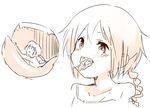  giantess minigirl monochrome multiple_girls noneto open_mouth ponytail simple_background size_difference tongue vore white_background 