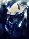 androgynous black_eyes black_hair blue_hair bort canarinu character_name close-up closed_mouth face from_side houseki_no_kuni long_hair looking_at_viewer solo sparkle 
