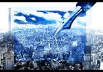  building city cityscape cloud horizon letterboxed monochrome no_humans notebook original pen scenery sky zonomaru 