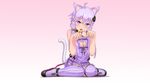  animal_ears catgirl gradient kazu-chan pink purple_eyes purple_hair tail thighhighs twintails vocaloid voiceroid yuzuki_yukari 