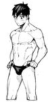  1boy abs black_hair bulge monochrome muscle naop solo topless underwear 