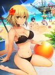  6+girls ahoge amakusa_shirou_(fate) ball beach beach_chair beach_umbrella beard blonde_hair blue_hair blue_sky bucket cloud cooler crossed_arms day dress_of_heaven edward_teach_(fate/grand_order) elizabeth_bathory_(fate) elizabeth_bathory_(fate)_(all) emiya_kiritsugu emiya_kiritsugu_(assassin) facial_hair fate/apocrypha fate/extra fate/extra_ccc fate/grand_order fate/hollow_ataraxia fate_(series) fishing fishing_rod florence_nightingale_(fate/grand_order) flower hans_christian_andersen_(fate) hibiscus highres horns innertube irisviel_von_einzbern irisviel_von_einzbern_(caster) jeanne_d'arc_(alter)_(fate) jeanne_d'arc_(fate) jeanne_d'arc_(fate)_(all) kicking long_hair multiple_boys multiple_girls outdoors purple_hair robin_hood_(fate) saboten_pose sand_castle sand_sculpture shark ship short_hair shorts sky stheno tia_(cocorosso) umbrella watercraft william_shakespeare_(fate) wolfgang_amadeus_mozart_(fate/grand_order) 