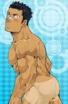  abs ass bara looking_at_viewer male_focus muscle naop nude solo tan tanline 
