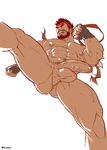  1boy abs anus ass bara facial_hair male_focus muscle nude pecs penis ryuu_(street_fighter) solo street_fighter testicles uncensored 