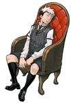  black_legwear male_focus multicolored_hair naop open_mouth pinstripe_pattern pinstripe_suit red_upholstery sitting sleeping socks solo tufted_upholstery vest young 